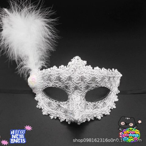 Mặt Nạ Hóa Trang Nửa Mặt Nhật Bản - Lông Vũ Thời Trang Cho Tiệc Halloween & Sự Kiện Đặc Biệt
