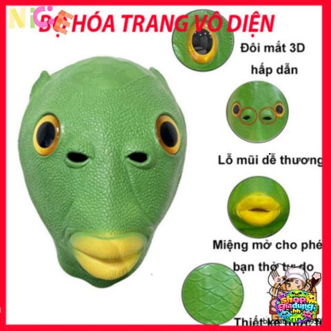 Mặt Nạ Silicon Hình Cá Ếch Xanh Halloween Vui Nhộn - Phụ Kiện Tiệc Tùng An Toàn, Siêu Thoáng Mát Cho Tất Cả Mọi Người