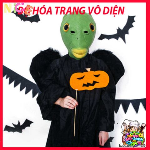 Mặt Nạ Silicon Hình Cá Ếch Xanh Halloween Vui Nhộn - Phụ Kiện Tiệc Tùng An Toàn, Siêu Thoáng Mát Cho Tất Cả Mọi Người