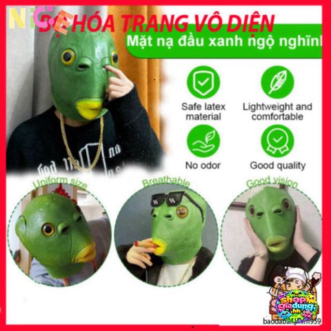 Mặt Nạ Silicon Hình Cá Ếch Xanh Halloween Vui Nhộn - Phụ Kiện Tiệc Tùng An Toàn, Siêu Thoáng Mát Cho Tất Cả Mọi Người