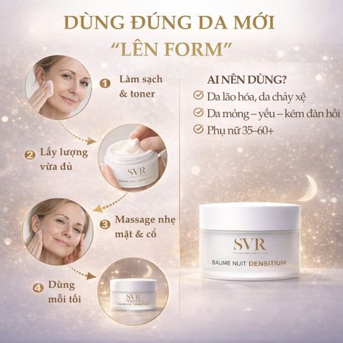SVR Baume Nuit Densitium – Kem Dưỡng Đêm Phục Hồi & Săn Chắc Da 50ml cho Da Trưởng Thành, Cải Thiện Độ Đàn Hồi