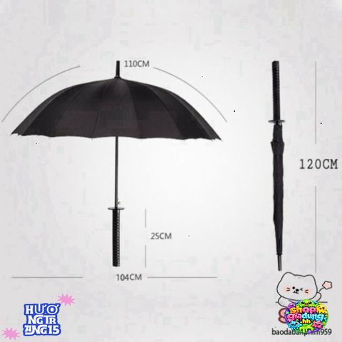 Ô Dù Samurai Katana Đen Cao Cấp - Phụ Kiện Thời Trang Độc Đáo Chống Mưa Gió - Thiết Kế Kiếm Nhật Bản Lịch Lãm