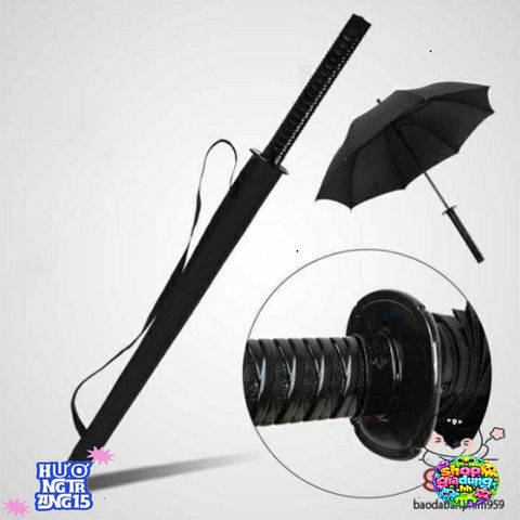 Ô Dù Samurai Katana Đen Cao Cấp - Phụ Kiện Thời Trang Độc Đáo Chống Mưa Gió - Thiết Kế Kiếm Nhật Bản Lịch Lãm