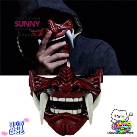 Mặt Nạ Quỷ Oni Nhật Bản - Phụ Kiện Halloween cho Cosplay và Tiệc Tường, Thiết Kế 3D Độc Đáo, An Toàn và Thoải Mái