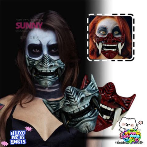 Mặt Nạ Quỷ Oni Nhật Bản - Phụ Kiện Halloween cho Cosplay và Tiệc Tường, Thiết Kế 3D Độc Đáo, An Toàn và Thoải Mái