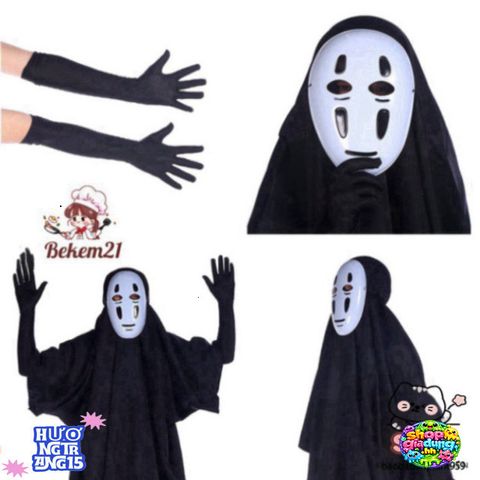 Bộ Trang Phục Vô Diện Đen - Áo Choàng và Mặt Nạ Hóa Trang Bí Ẩn Cho Dịp Cosplay và Halloween