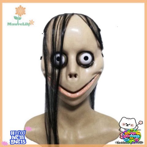 Mặt Nạ Halloween Ma Quái Hình Chữ V Với Tóc Dài - Phụ Kiện Trang Trí Hoá Trang Cho Người Lớn 17x24cm