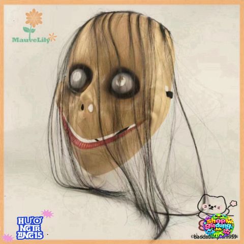 Mặt Nạ Halloween Ma Quái Hình Chữ V Với Tóc Dài - Phụ Kiện Trang Trí Hoá Trang Cho Người Lớn 17x24cm