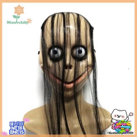 Mặt Nạ Halloween Ma Quái Hình Chữ V Với Tóc Dài - Phụ Kiện Trang Trí Hoá Trang Cho Người Lớn 17x24cm