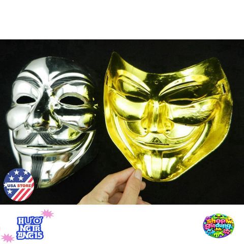 Mặt Nạ Mạ Bạc Vàng Guy Fawkes Hacker - Phụ Kiện Thời Trang Độc Đáo Cho Lễ Hội Halloween, Carneval, Trung Thu