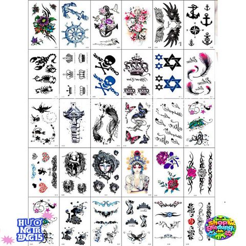 Bộ 30 Tấm Hình Xăm Dán Tatoo Cá Nhân - Mẫu T499 Độc Đáo, Thời Trang, An Toàn Cho Da, Cho Bạn Tự Tin Tỏa Sáng