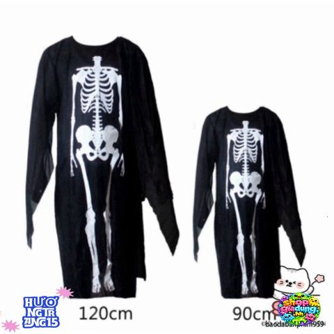 Bộ Trang Phục Hóa Trang Thần Chết Halloween - Áo Bộ Xương + Mặt Nạ Ma + Lưỡi Hái 1m - Phụ Kiện Cuốn Hút Cho Lễ Hội Ma Quái