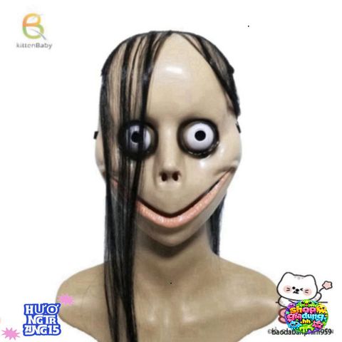 Mặt Nạ Halloween Độc Đáo Có Tóc Dài Chữ V - Phụ Kiện Hóa Trang Đặc Sắc Cho Tiệc Halloween, Chất Liệu ABS Bền Bỉ