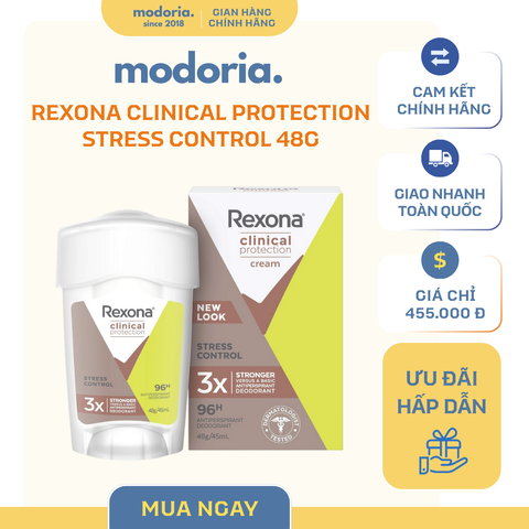 Lăn Khử Mùi Kem Rexona Clinical Protection Stress Control 48g - Hỗ Trợ Kiểm Soát Mồ Hôi, Mùi Cơ Thể, Sản Phẩm Úc Dùng Hàng Ngày