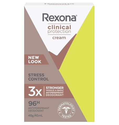 Lăn Khử Mùi Kem Rexona Clinical Protection Stress Control 48g - Hỗ Trợ Kiểm Soát Mồ Hôi, Mùi Cơ Thể, Sản Phẩm Úc Dùng Hàng Ngày