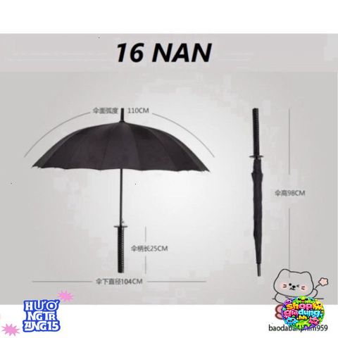 Ô Dù Kiếm Nhật Katana 24 Nan - Phụ Kiện Thời Trang Bảo Vệ, Phong Cách Samurai Nổi Bật, Chống Gỉ, Tiện Lợi Để Đi Hẹn Hò và Dã Ngoại