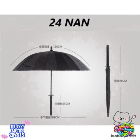 Ô Dù Kiếm Nhật Katana 24 Nan - Phụ Kiện Thời Trang Bảo Vệ, Phong Cách Samurai Nổi Bật, Chống Gỉ, Tiện Lợi Để Đi Hẹn Hò và Dã Ngoại