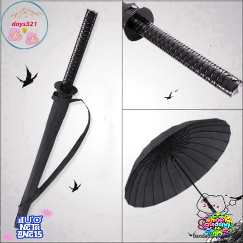 Ô Dù Katana Kiếm Nhật Đen Bền Bỉ - Phụ Kiện Thời Trang Độc Đáo, Chất Liệu Cao Cấp, Che Mưa Nắng Thông Minh