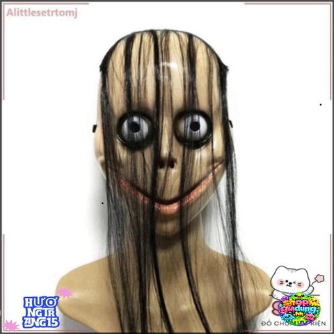 Mặt Nạ Halloween Nữ Dài Tóc Vui Nhộn - Phụ Kiện Trang Trí Tiệc Halloween Độc Đáo và Huyền Bí