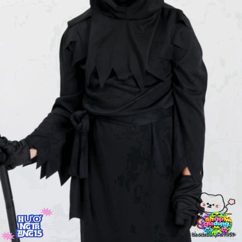 Bộ Trang Phục Hades Thần Chết Cho Trẻ Em - Halloween Độc Đáo với Lưỡi Hái và Mũ Thời Thượng, Phong Cách Huyền Bí
