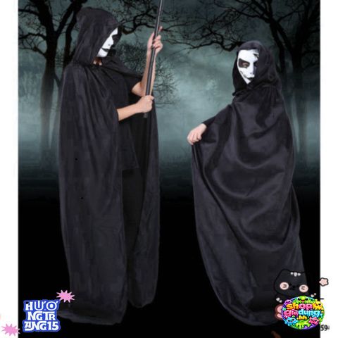 Bộ Trang Phục Hóa Trang Thần Chết Cao Cấp - Trang Phục Halloween Cho Nam Nữ Kèm Mặt Nạ & Găng Tay, Tham Gia Tiệc Đầy Huyền Bí