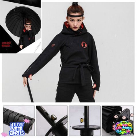 Ô Che Nắng Kiểu Kiếm Nhật Katana - Phụ Kiện Thời Trang Độc Đáo, 24 Thanh Nan Sáng Tạo với Túi Vải Tiện Lợi