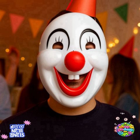 Mặt Nạ Hề Halloween PVC Đỏ - Phụ Kiện Hóa Trang Đáng Sợ Cho Gia Đình - Tham Gia Tiệc Hóa Trang, Sự Kiện Cosplay