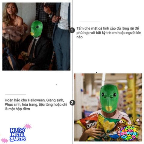 Mặt Nạ Cá Xanh Cosplay Hài Hước - Phụ Kiện Halloween Thú Vị cho Người Lớn và Trẻ Em - Đồ Chơi Tiệc Tùng Độc Đáo