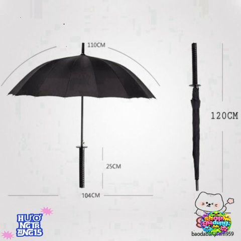 Ô Dù Kiếm Nhật Katana 16 inch Cao Cấp - Thiết Kế Samurai Đen Sang Trọng, Bảo Vệ Mọi Thời Tiết, Phong Cách Cá Tính