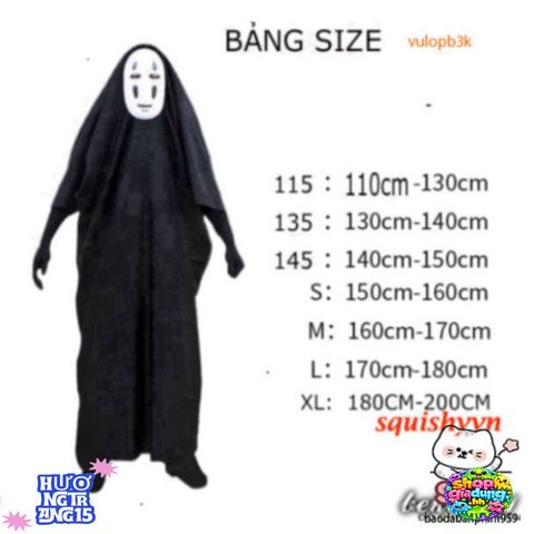 Bộ Trang Phục Hóa Trang Vô Diện Kaonashi từ Spirited Away của Hayao Miyazaki - Đồ Cosplay cho Tất cả Lứa Tuổi, Chất Liệu Cao Cấp