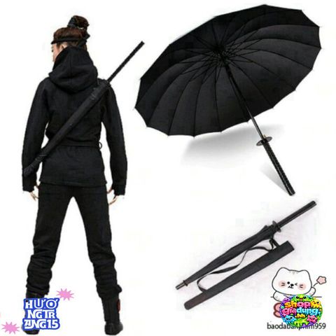 Ô Dù Che Mưa Katana Cán Giả Kiếm Nhật 16 Nan - Phong Cách Samurai Độc Đáo, Chất Lượng Cao, Chống Nước 100cm