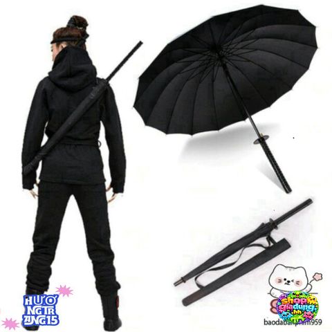 Ô Dù Che Mưa Katana Cán Giả Kiếm Nhật 16 Nan - Phong Cách Samurai Độc Đáo, Chất Lượng Cao, Chống Nước 100cm