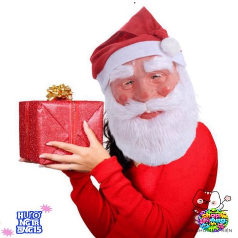 Bộ Phụ Kiện Cosplay Giáng Sinh: Mặt Nạ Râu Ông Già Noel và Mũ 3D - Phụ Kiện Lễ Hội Độc Đáo Cho Gia Đình