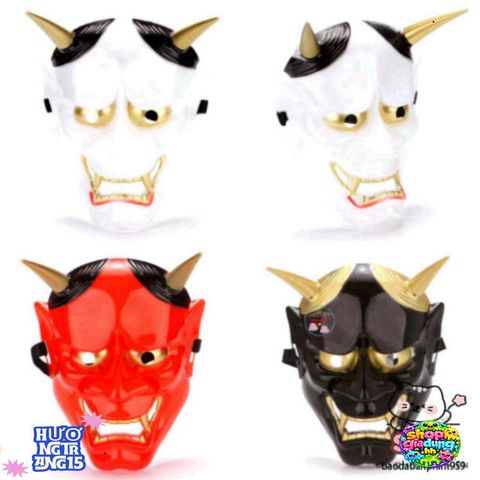Mặt Nạ Hóa Trang Oni Noh Hannya - Phụ Kiện Halloween Nhật Bản Độc Đáo Với 2 Sừng, Giúp Bạn Nổi Bật Trong Bữa Tiệc