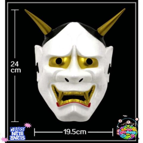 Mặt Nạ Hóa Trang Oni Noh Hannya - Phụ Kiện Halloween Nhật Bản Độc Đáo Với 2 Sừng, Giúp Bạn Nổi Bật Trong Bữa Tiệc