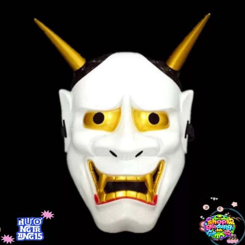Mặt Nạ Hóa Trang Oni Noh Hannya - Phụ Kiện Halloween Nhật Bản Độc Đáo Với 2 Sừng, Giúp Bạn Nổi Bật Trong Bữa Tiệc