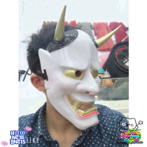 Mặt Nạ Hóa Trang Oni Noh Hannya - Phụ Kiện Halloween Nhật Bản Độc Đáo Với 2 Sừng, Giúp Bạn Nổi Bật Trong Bữa Tiệc
