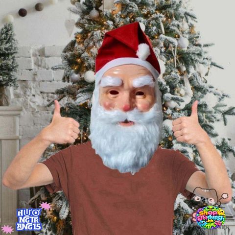 Bộ Mũ và Mặt Nạ Ông Già Noel 3D - Phụ Kiện Trang Trí Giáng Sinh Cosplay Cho Mùa Lễ Hội Vui Tươi
