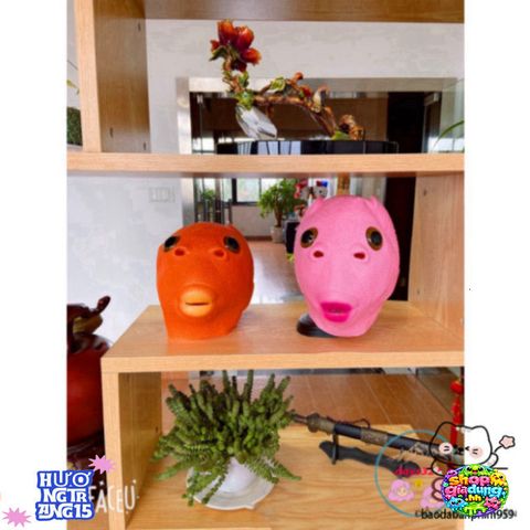 Mặt Nạ Cá HỒNG Silicone + Mũ Ếch Xanh - Phụ Kiện Hóa Trang Độc Đáo cho Halloween và Tiệc Tùng, Giải Trí Sáng Tạo