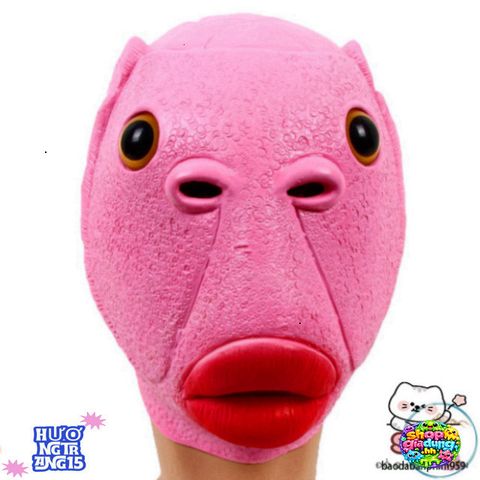 Mặt Nạ Cá HỒNG Silicone + Mũ Ếch Xanh - Phụ Kiện Hóa Trang Độc Đáo cho Halloween và Tiệc Tùng, Giải Trí Sáng Tạo