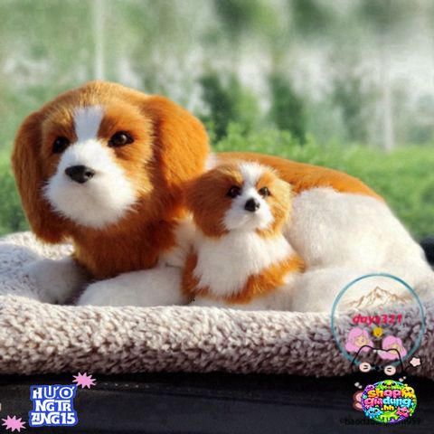Gối Thú Cưng Chó Mèo Vàng Trắng Cún Đôi - Khử Mùi Than Hoạt Tính Dễ Thương Cho Xe Hơi, Giải Pháp Không Khí Trong Lành