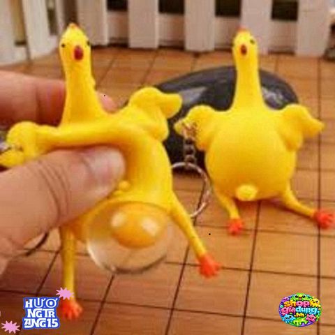Móc Chìa Khóa Hình Gà Đẻ Trứng Dễ Thương - Móc Khóa Ngộ Nghĩnh Silicone Thú Vị Cho Fan Gà