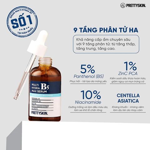 Serum B5 Cấp Ẩm Prettyskin Multi Hydra B5 Max - Chăm sóc Da Hàn Quốc, Giúp Da Mịn Màng và Khỏe Mạnh