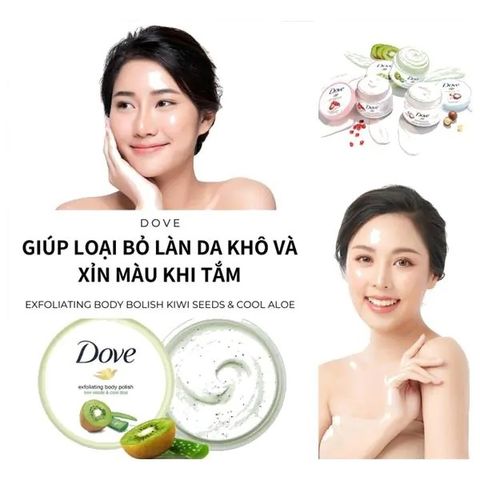 Tẩy Tế Bào Chết Dove Bản Đức Kiwi & Lô hội 298g - Sản phẩm Chăm sóc Da Exfoliating Body Polish Từ Hạt Kiwi và Chiết Xuất Lô Hội Chính Hãng