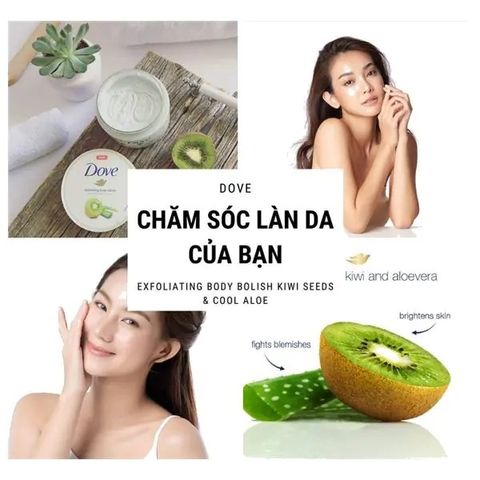 Tẩy Tế Bào Chết Dove Bản Đức Kiwi & Lô hội 298g - Sản phẩm Chăm sóc Da Exfoliating Body Polish Từ Hạt Kiwi và Chiết Xuất Lô Hội Chính Hãng