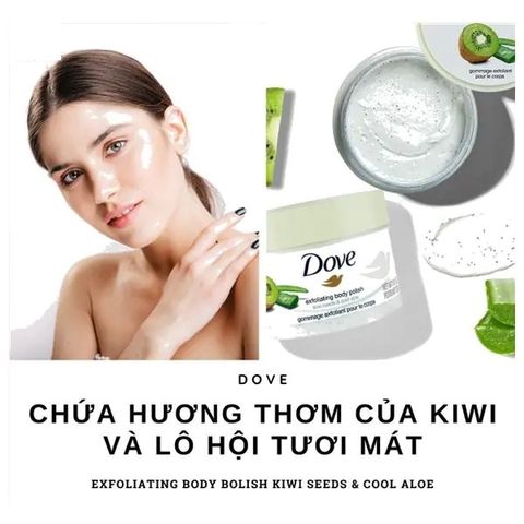 Tẩy Tế Bào Chết Dove Bản Đức Kiwi & Lô hội 298g - Sản phẩm Chăm sóc Da Exfoliating Body Polish Từ Hạt Kiwi và Chiết Xuất Lô Hội Chính Hãng