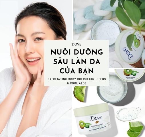 Tẩy Tế Bào Chết Dove Bản Đức Kiwi & Lô hội 298g - Sản phẩm Chăm sóc Da Exfoliating Body Polish Từ Hạt Kiwi và Chiết Xuất Lô Hội Chính Hãng