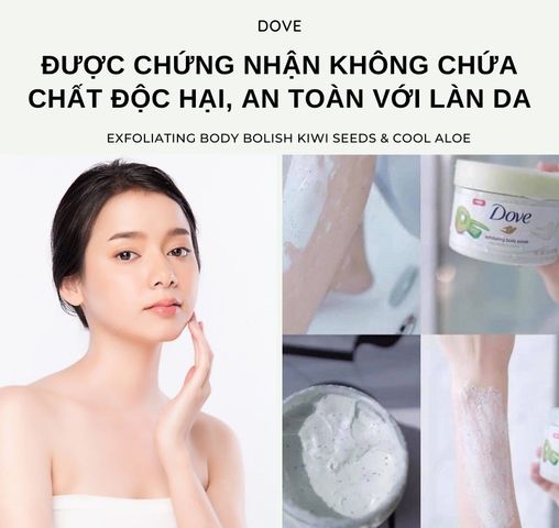 Tẩy Tế Bào Chết Dove Bản Đức Kiwi & Lô hội 298g - Sản phẩm Chăm sóc Da Exfoliating Body Polish Từ Hạt Kiwi và Chiết Xuất Lô Hội Chính Hãng