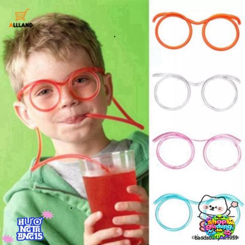 Ống Hút Nghệ Thuật PVC Mềm Dẻo Hình Kính Thoáng Mát - Phụ Kiện Tiệc Tùng Cho Trẻ Em, An Toàn và Vui Nhộn