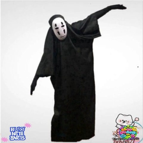 Bộ Trang Phục Ma Quái Halloween - Áo Choàng, Mặt Nạ và Găng Tay Đen Huyền Bí Dành Cho Người Lớn và Trẻ Nhỏ